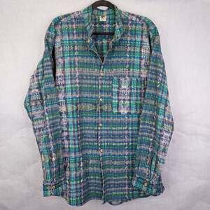 Whirled Arts Button Up Shirt Men's Unisex XL Guatemala Woven Ethnic Maya Textile